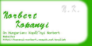 norbert kopanyi business card